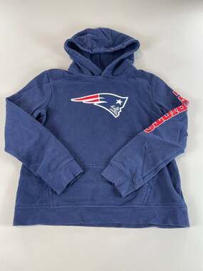 Fanatics Hoodie Size L Youth Navy Patriots Logo Cotton Blend